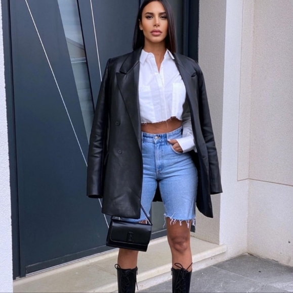 NWT Zara Balmain Style Oversized Leather Blazer Jacket - Picture 2 of 5